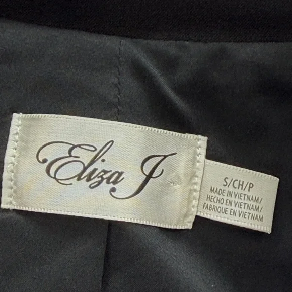 Eliza J Black Ruched Sleeve Blazer Womens Small Petite - Picture 9 of 10